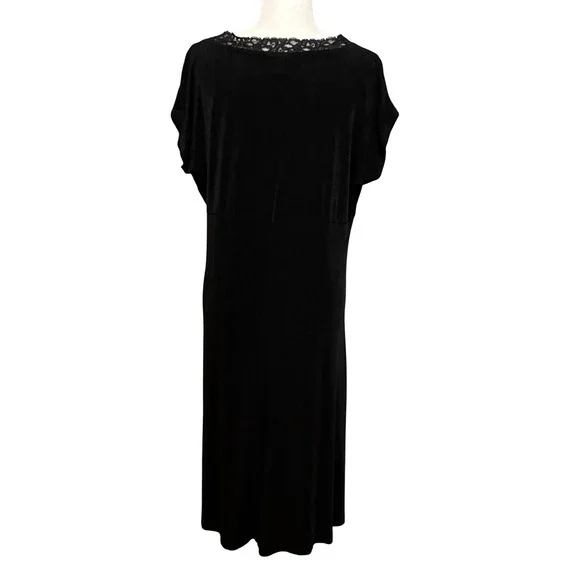 Chico's 3 Travelers Black Dress Lace V-Neck Midi Sz 14/16 Wrinkle Free Packable - Picture 4 of 5